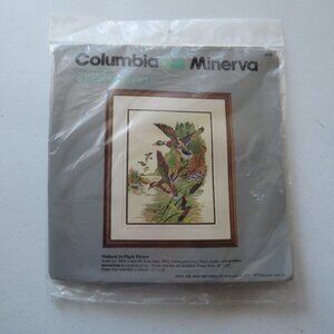 Mallards in Flight Picture Counted Cross Stitch Vintage Kit Columbia Minerva